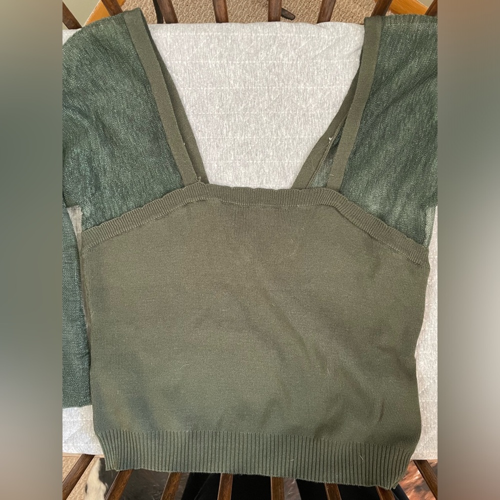 Free People green mesh sleeve top size medium